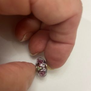 Beautiful Pandora charm with shades of rose and  blue flowers